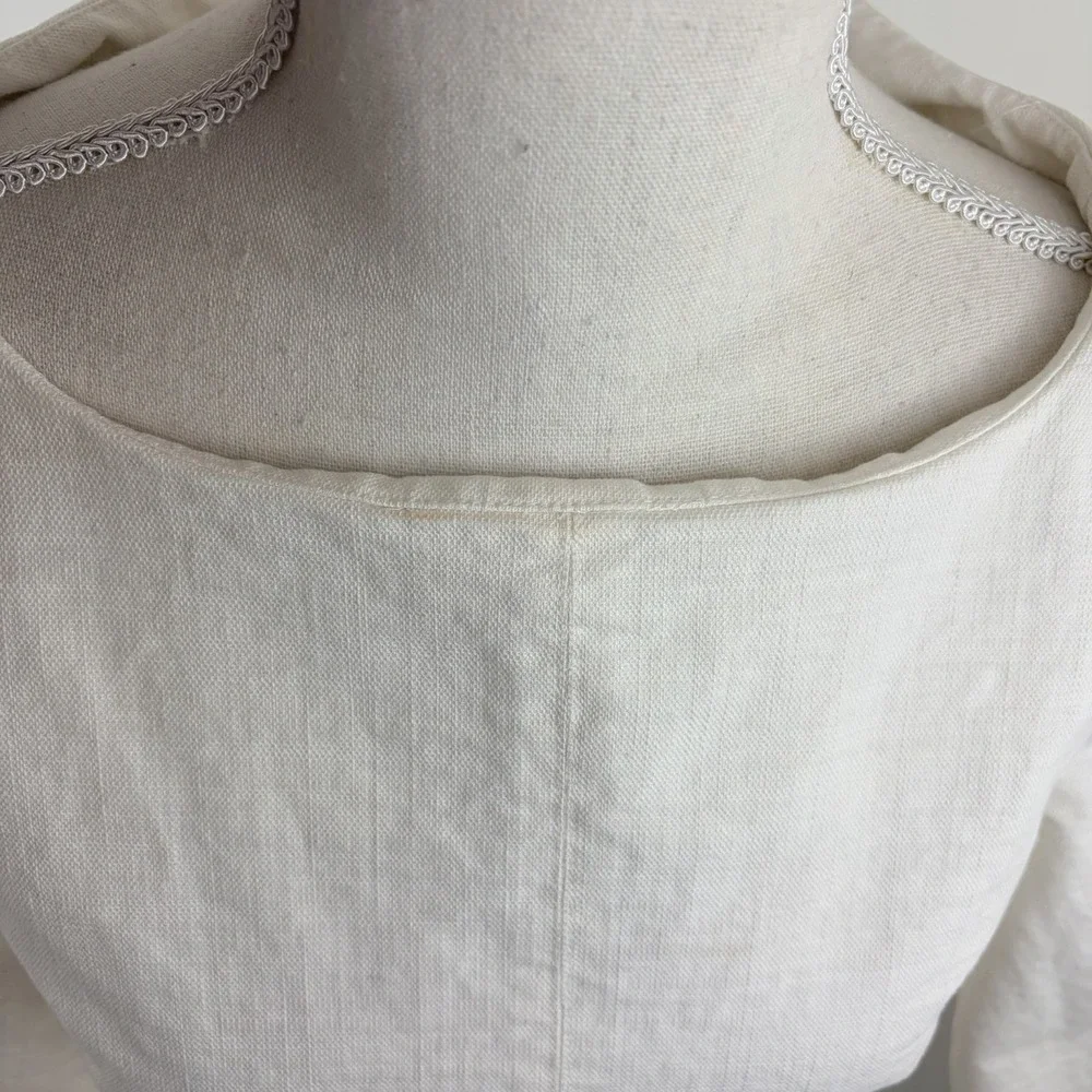 Free People Women's Ivory Linen Blend Mini‎ Dress Size 0
